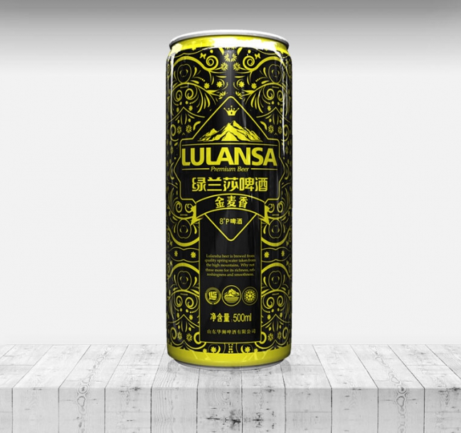 青啤控股华狮集团  绿兰莎【金麦香】啤酒包装